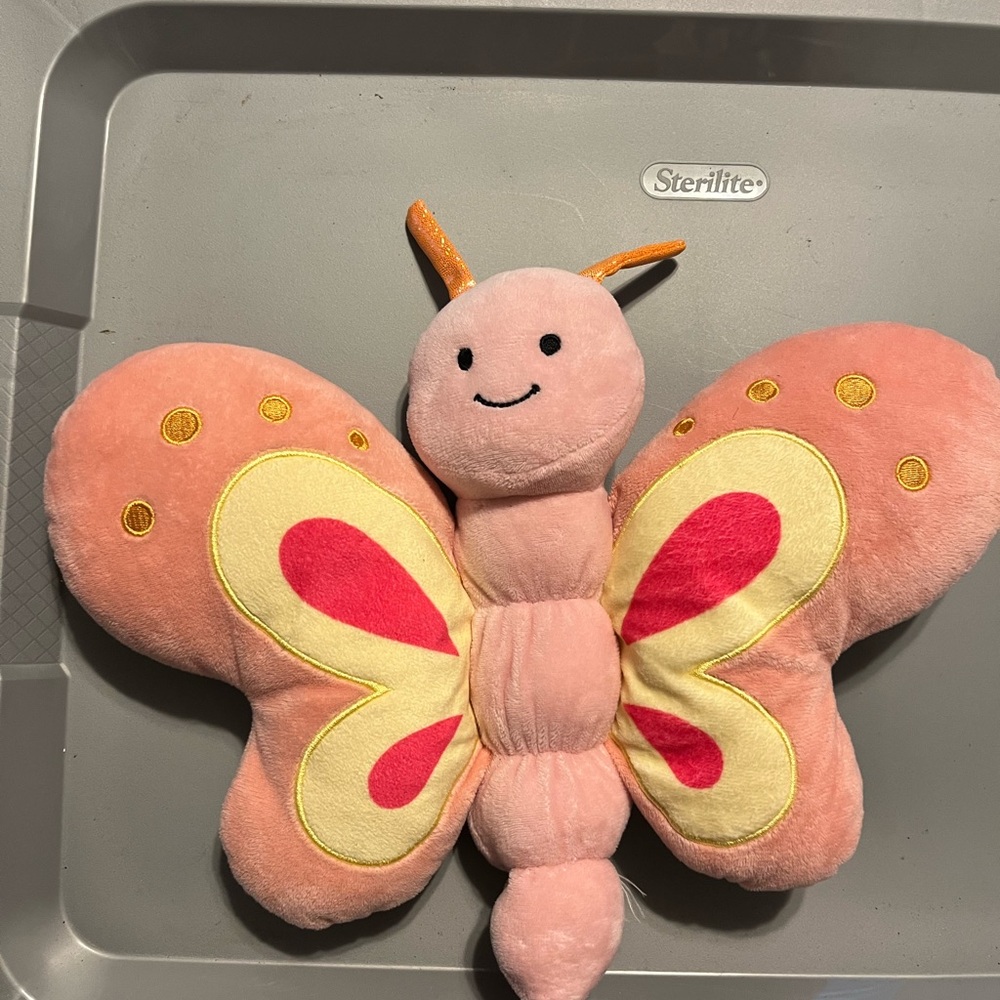 Plush Butterfly Toy - Pink and Yellow